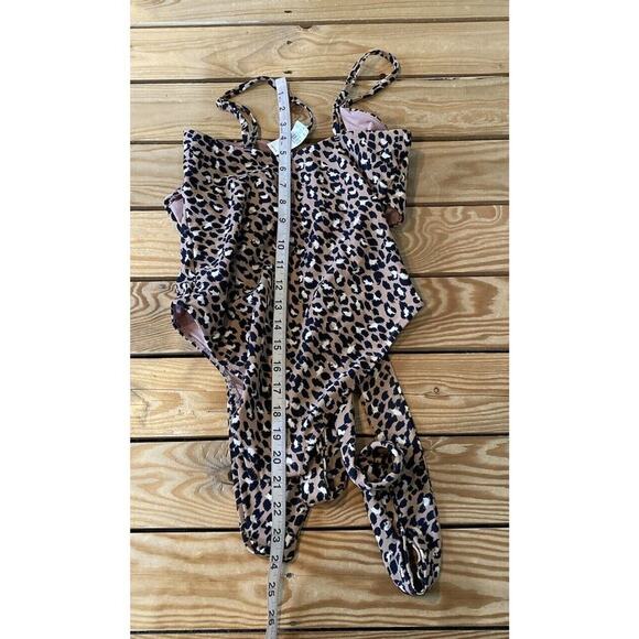 NWT $54.95 Aerie Cheetah Print One Piece Swimsuit Size Small Women’s Wrap Front - Picture 5 of 6